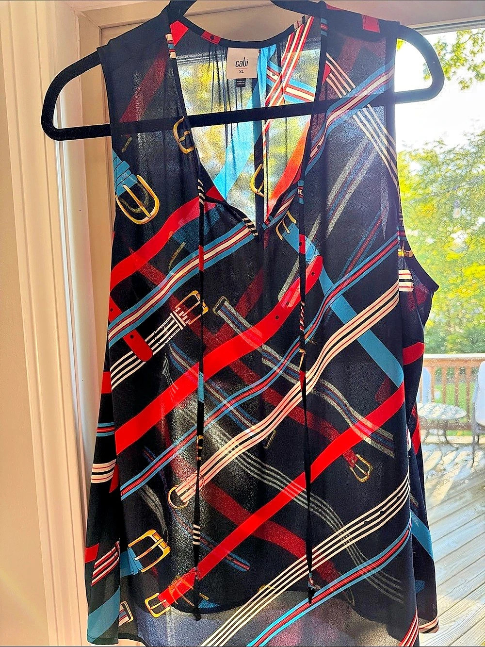 Cabi Printed Mini Dress Black & Red Size XL Like New